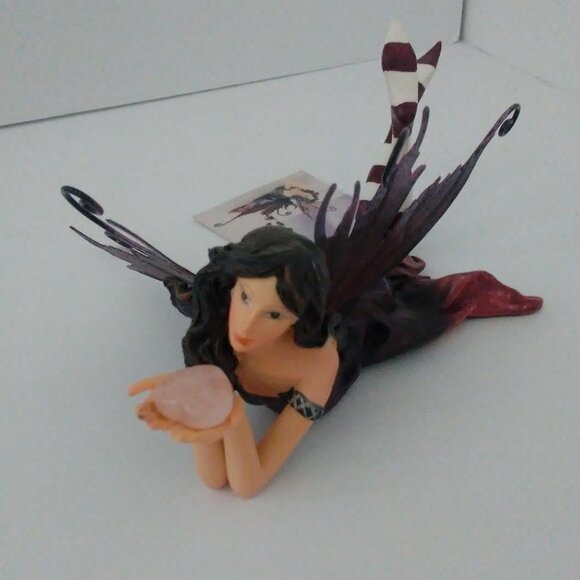 Dream Fairy Eolande w Metal Wings holding Rose Quartz Heart Germany READ - Picture 5 of 13